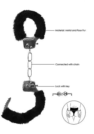 Пушистые наручники Pleasure Handcuffs Furry Black
