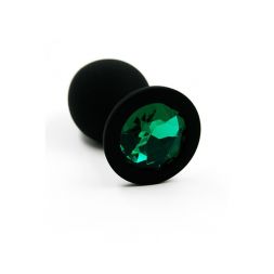 Анальная пробка ONJOY Small Black с зеленым кристаллом