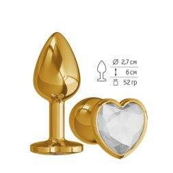 Анальная втулка Gold Small Heart с прозрачным кристаллом