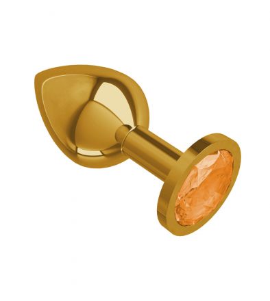 Анальная втулка Gold Medium с оранжевым кристаллом