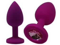 Анальная пробка ONJOY Medium Purple с розовым кристаллом
