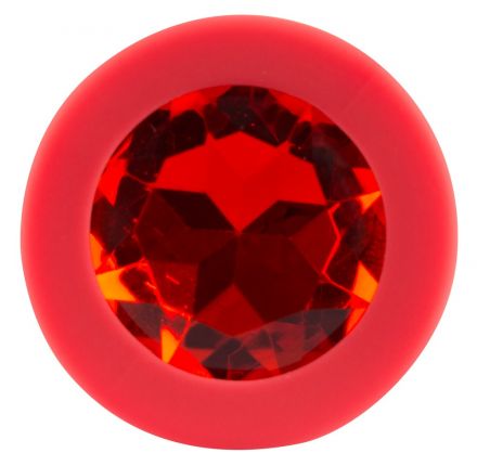 Красная анальная втулка Colorful Joy с красным кристаллом