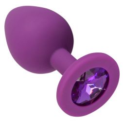 Анальная пробка ONJOY Medium Purple с фиолетовым кристаллом