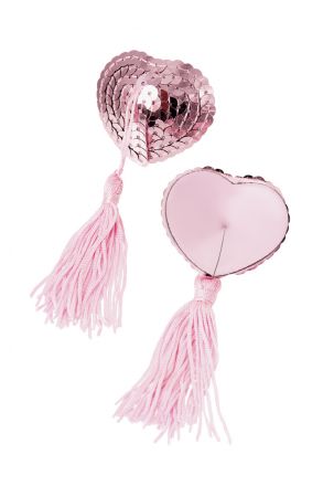 Однотонные розовые пэстисы Erolanta Cora в форме сердец с кисточками