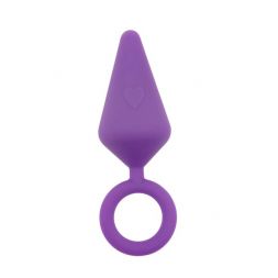 Фиолетовая aнальная втулка Candy Plug Small с кольцом