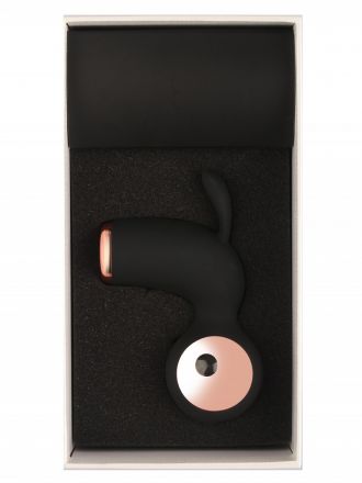 Черный вибростимулятор клиторальный с воронкой и ушками Джага-Джага