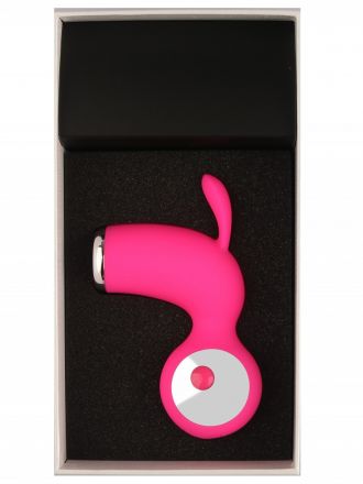 Розовый вибростимулятор клиторальный с воронкой и ушками Джага-Джага