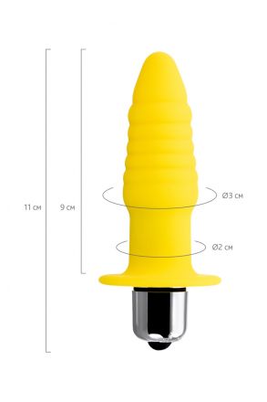 Желтая анальная вибровтулка Штучки-дрючки 7 режимов вибрации