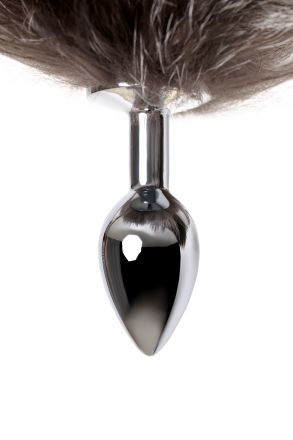 Анальная втулка Sulver с хвостом черно-бурой лисы
