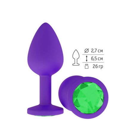 Анальная втулка Purple Small с зеленым кристаллом