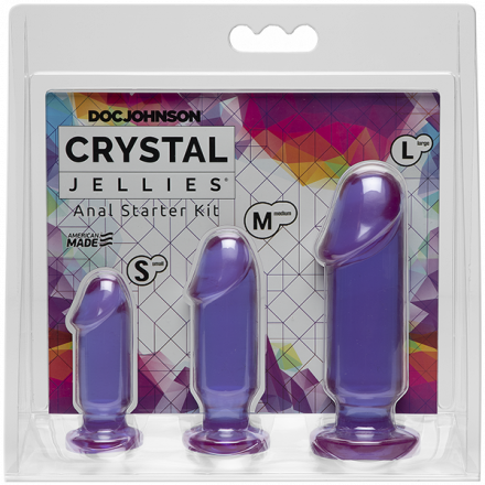 Набор фиолетовых анальных пробок Crystal Jellies