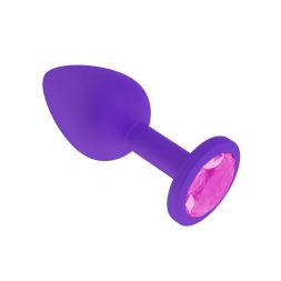 Анальная втулка Silicone Purple Small с розовым кристаллом